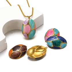 5pcs Stainless Steel Enamel Dinosaur Egg Charms Pendants for DIY Children Necklaces Boho Jewelry Earrrings Making Supplies