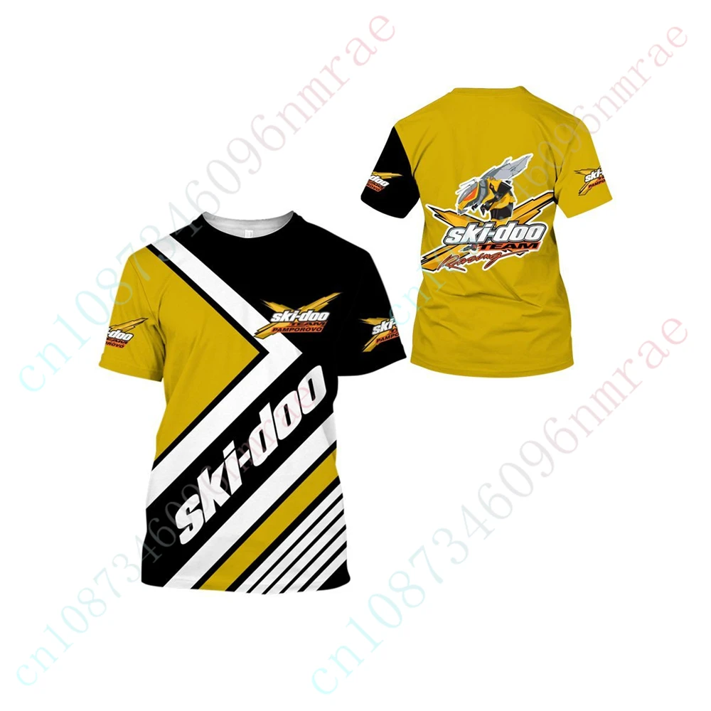 เสื้อยืดลาย Ski-Doo เสื้อยืดฮาราจูกุขนาดใหญ่เสื้อยืดอะนิเมะสำหรับผู้ชายผู้หญิงเสื้อแขนลำลองขาสั้นใส่ได้ทั้งชายและหญิงโลโก้ที่กำหนดเอง