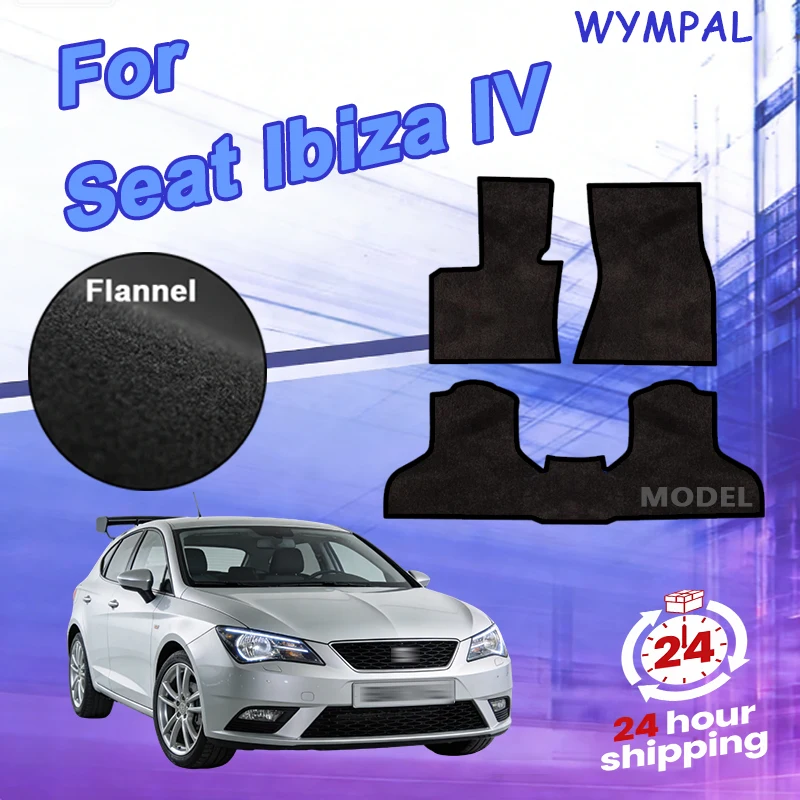 Nylon Velour Velour rugs set for Seat Ibiza IV 6J hatchback, ST estate (2008 2009 2010 2011 2012-2017) -Black