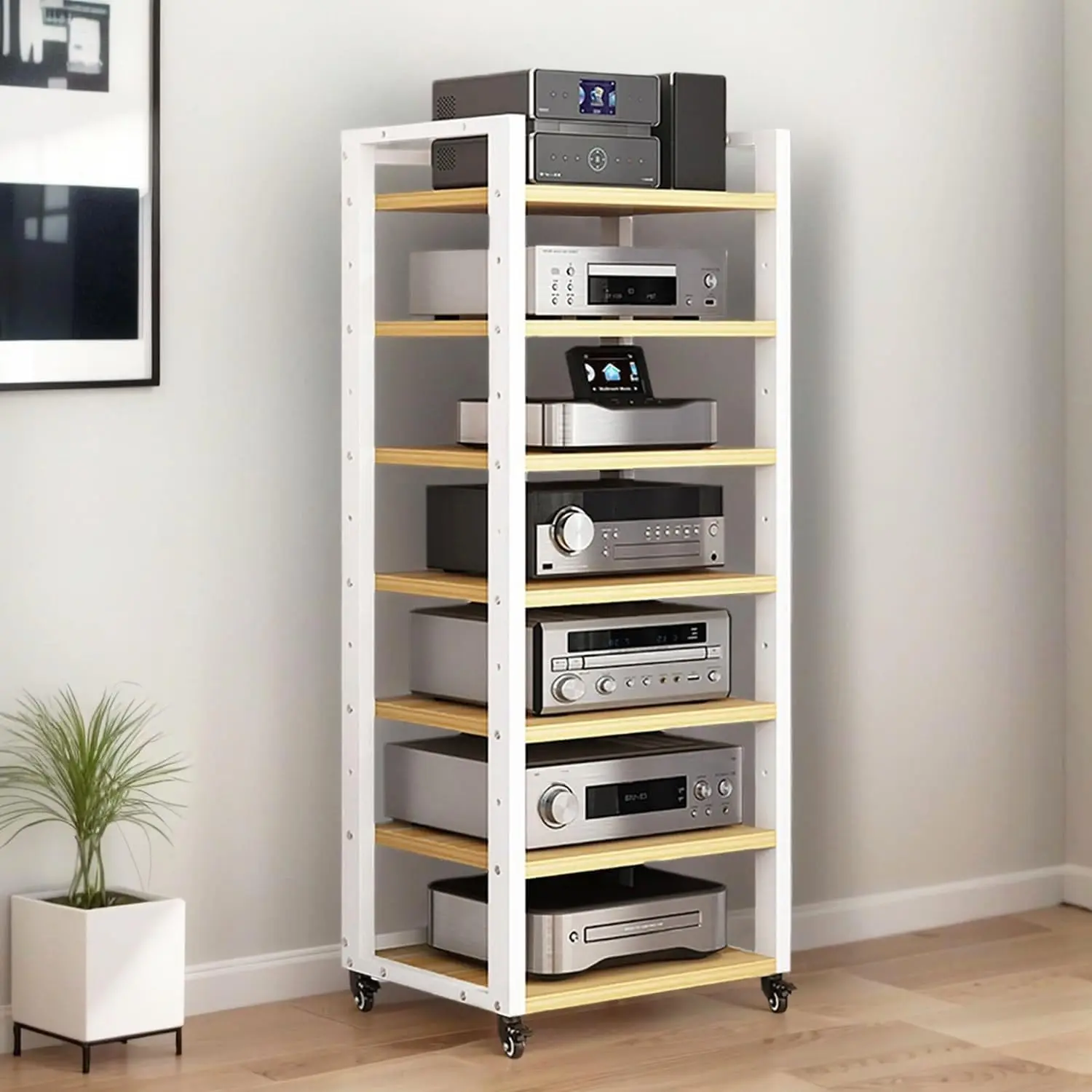 7-Tier Heavy Duty Audio Component Rack, Stereo Rack AV Media Stand Cabinet