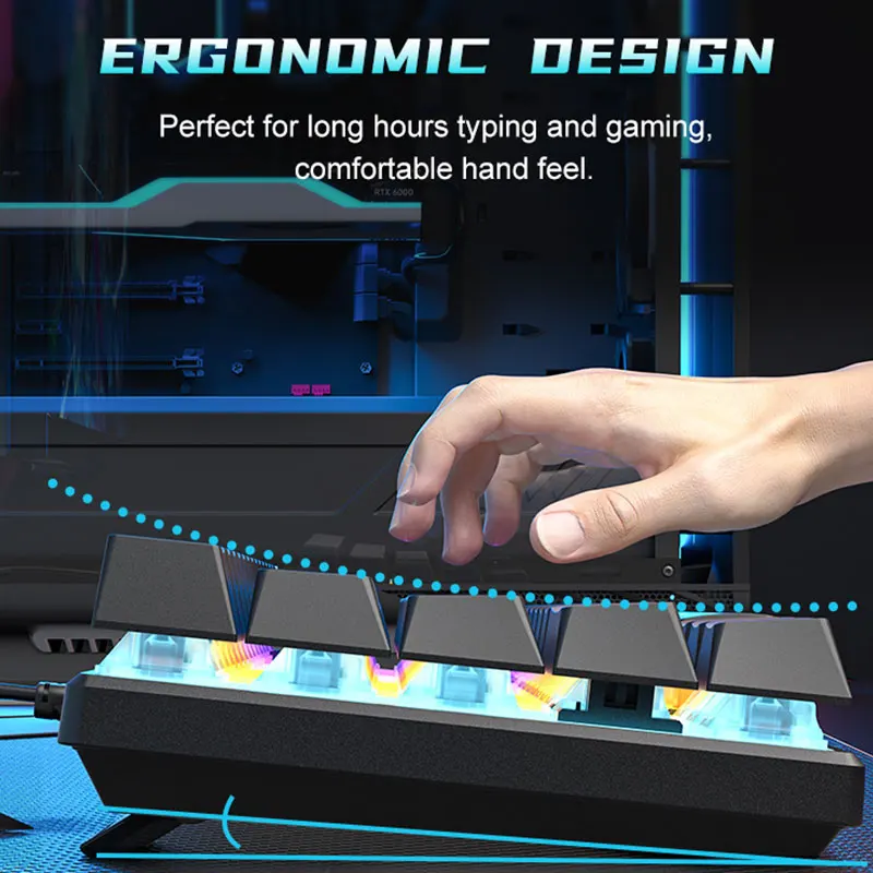 Russian mechanical keyboard RGB mixed light effect USB wired gaming keyboard comfortable desktop office laptop PC peripherals