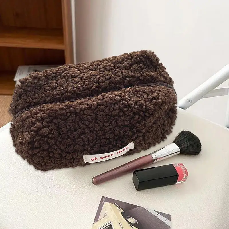 Plush Makeup Bag Cosmetic Storage Bag Women Makeup Organizer Large Capacity Zipper Travel Toiletry Bag Storage Organizer