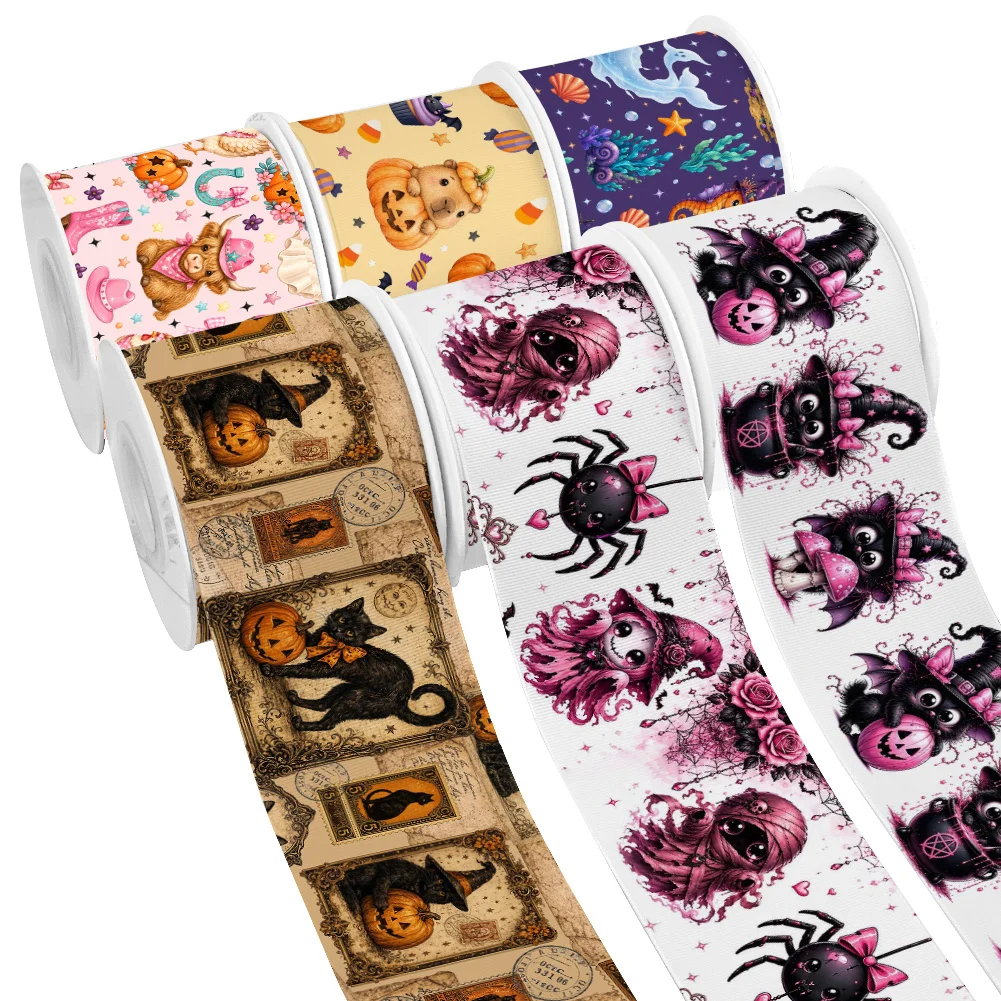 ハロウィン漫画犬猫動物柄50ヤードプリントグログランサテンリ - Ribbon Bow Gift のレビューと価格
