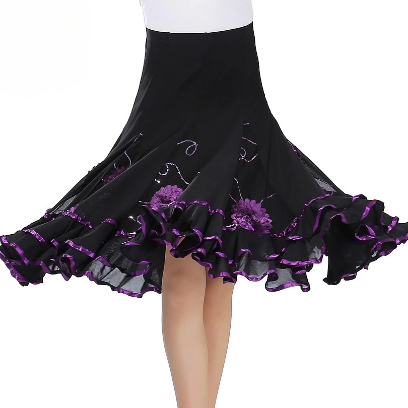 

customized women adult jazz modern dance half skirt performance ballroom dance big swing skirt practice performance short skirt