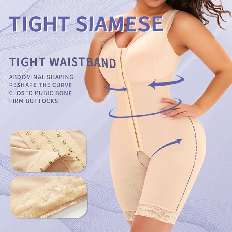 Women 3 in 1 Shapewear Full Body Shaper Slimming Bodysuit Waist Trainer Thigh Trimmer Butt Lift Post Surgery Compression Garment