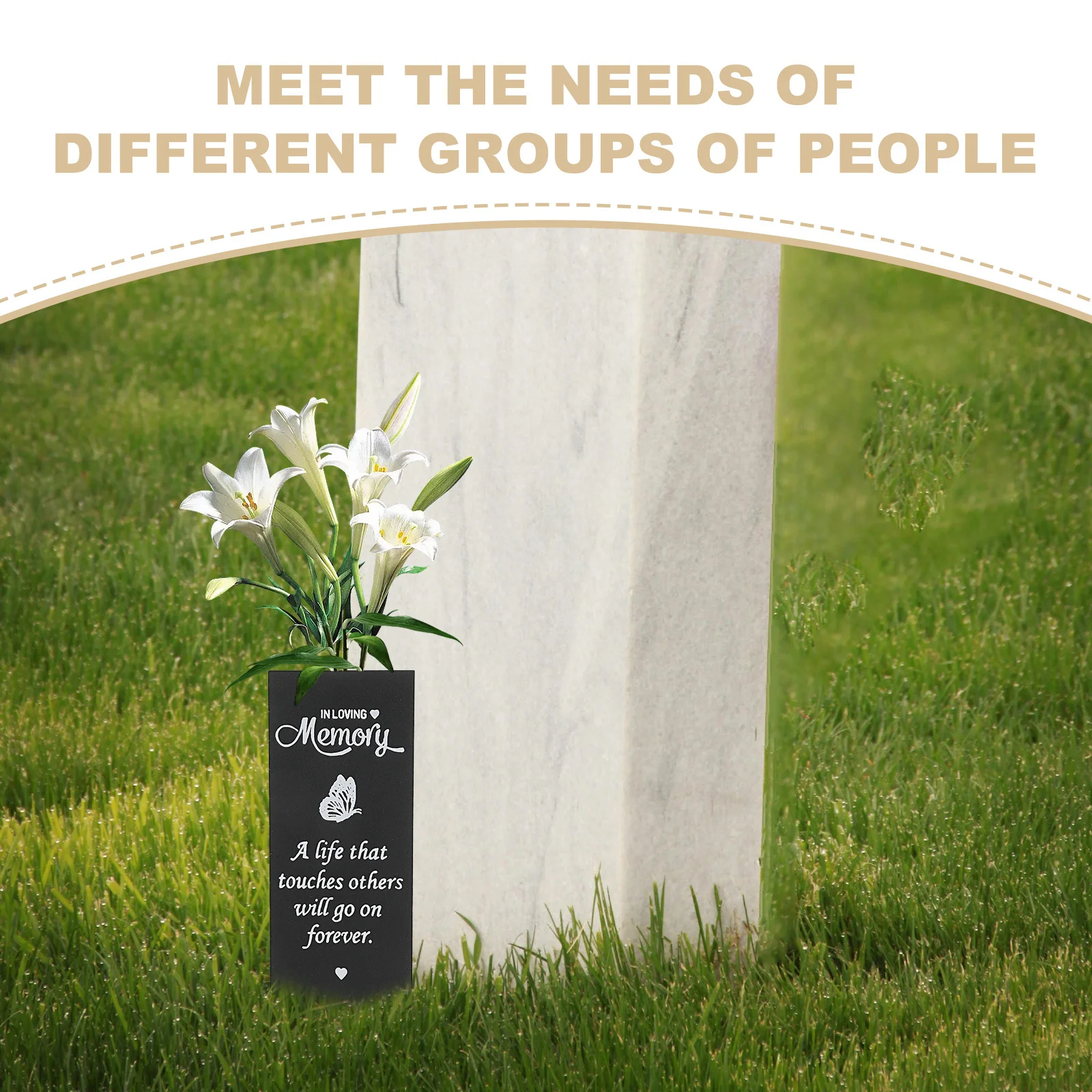 مزهرية قبر معدنية للمقبرة، حامل زهور تذكاري مقاوم للطقس، ثقوب تصريف على شكل سبايك، زهور #5