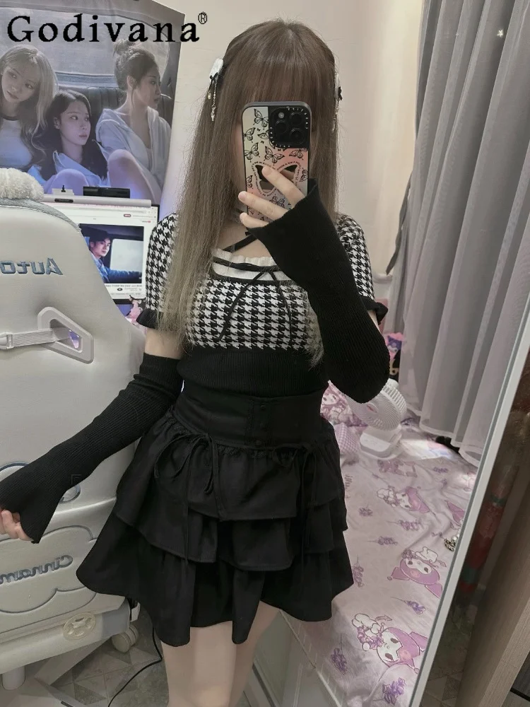

2026 Summer New Sweet and Cute Girl Japanese Lolita High Waist Skirt Doll Feeling Bow Versatile Fashion Cake A-line Skirt