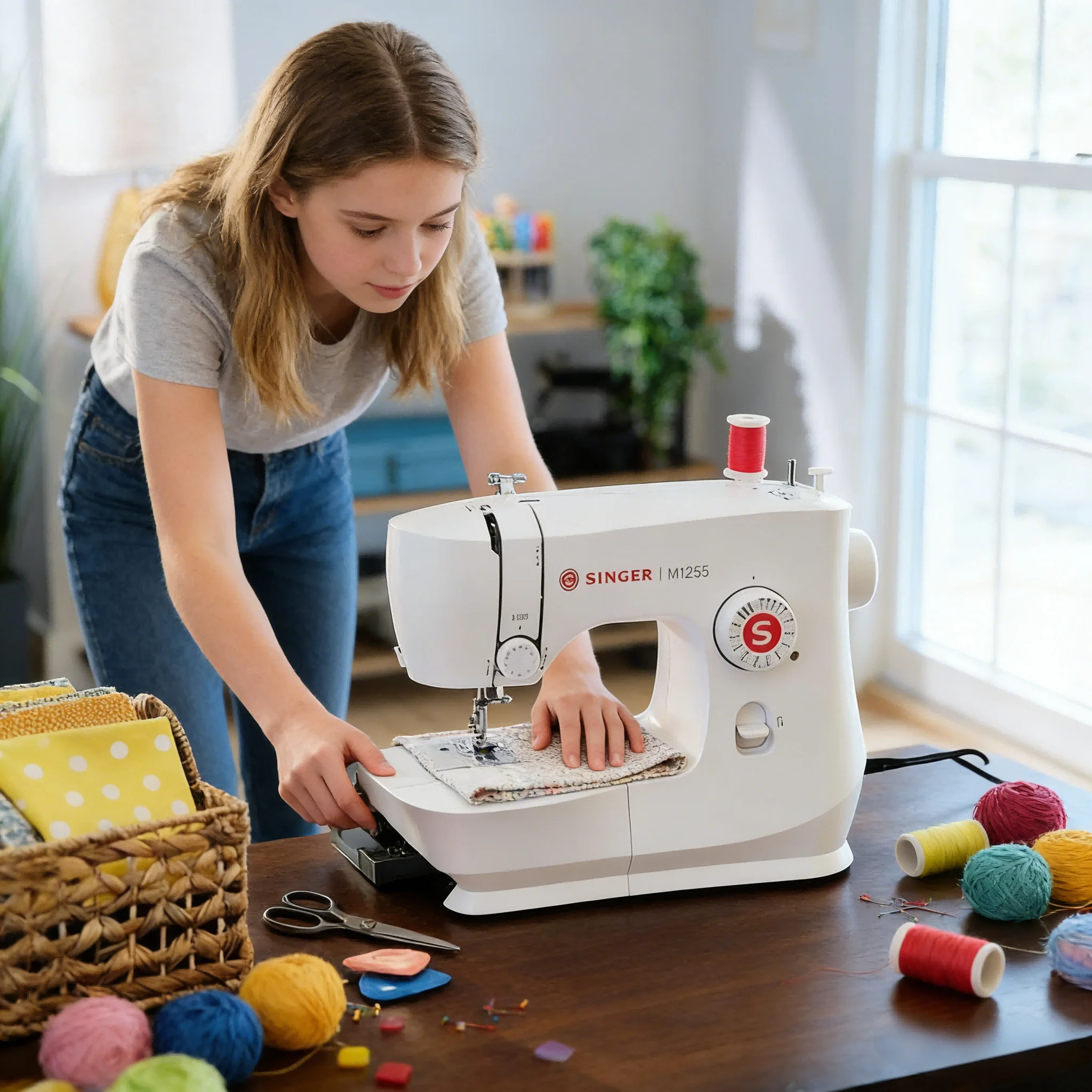 

SINGER M1255 Automatic Household Mini Portable Electric Sewing Machine Multi-Function with Multiple Accessories