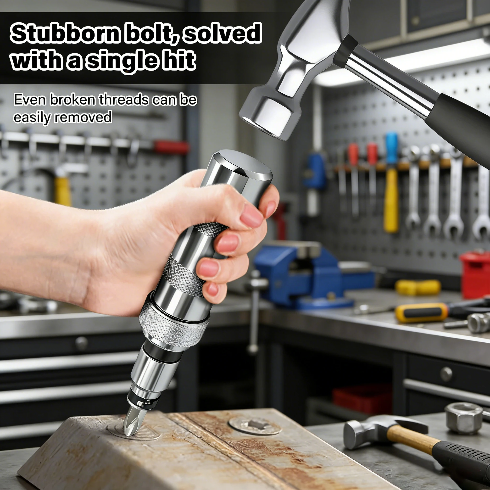 13/7 Pcs CR-V Manual Impact Screwdriver Set Reversible High Torque Driver for Rusted Bolts Remover, Home Car Garage Repair Tools