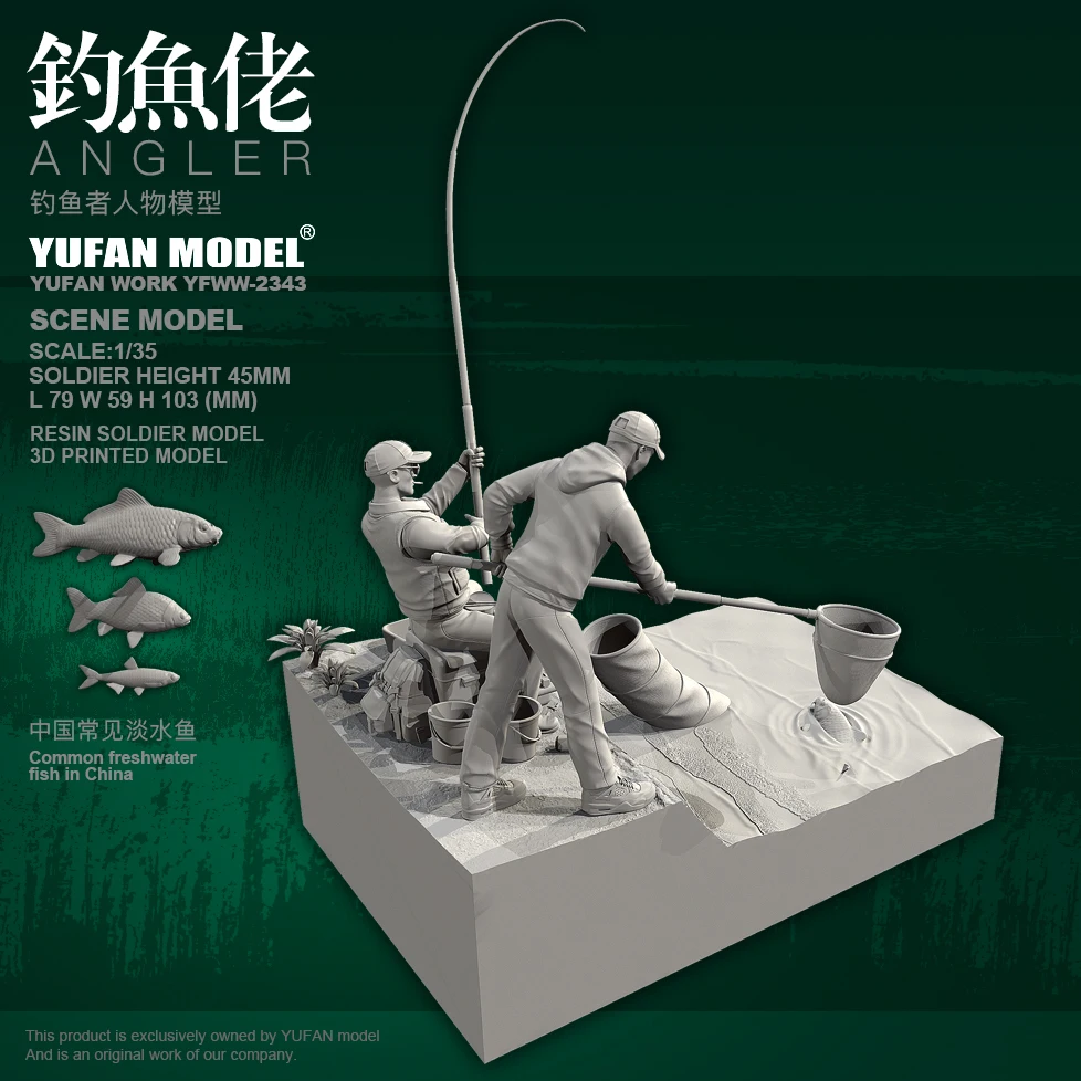 YUFAN Oryginalna figurka z żywicy w skali 1/35 Rybak YFWW-2343 + 3D