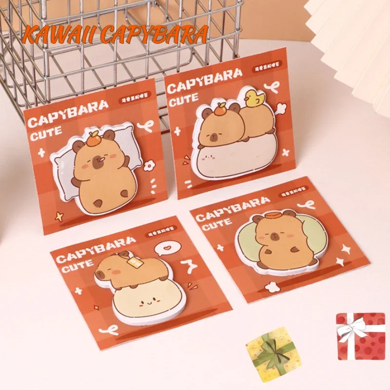 5Pcs/Lot Cute Cartoon Capybara Sticky Note Memo Pad 30 Sheet/Book Tearable Sticker for School and Office Stationery Decoration