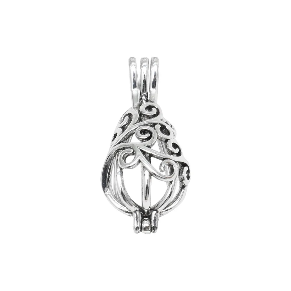 10pcs Mixed Pearl Cage Charms Pendants Vintage Heart Water Drop Essential Oil Diffuser Necklace Locket For DIY Jewelry