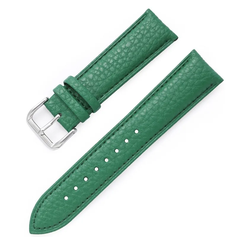 12 14 16 18 19 20 21 22 24 mm High Quality Lychee Grain Calfskin Watch Strap Waterproof Wristband Pin Buckle Accessories