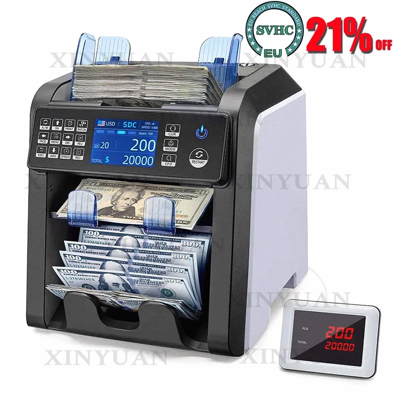 Banknote Sorter AL-950 Dual CIS Money Counter, Mix Value Fitness Bill Detector with IR UV MG Image Anti-Counterfeit Functions