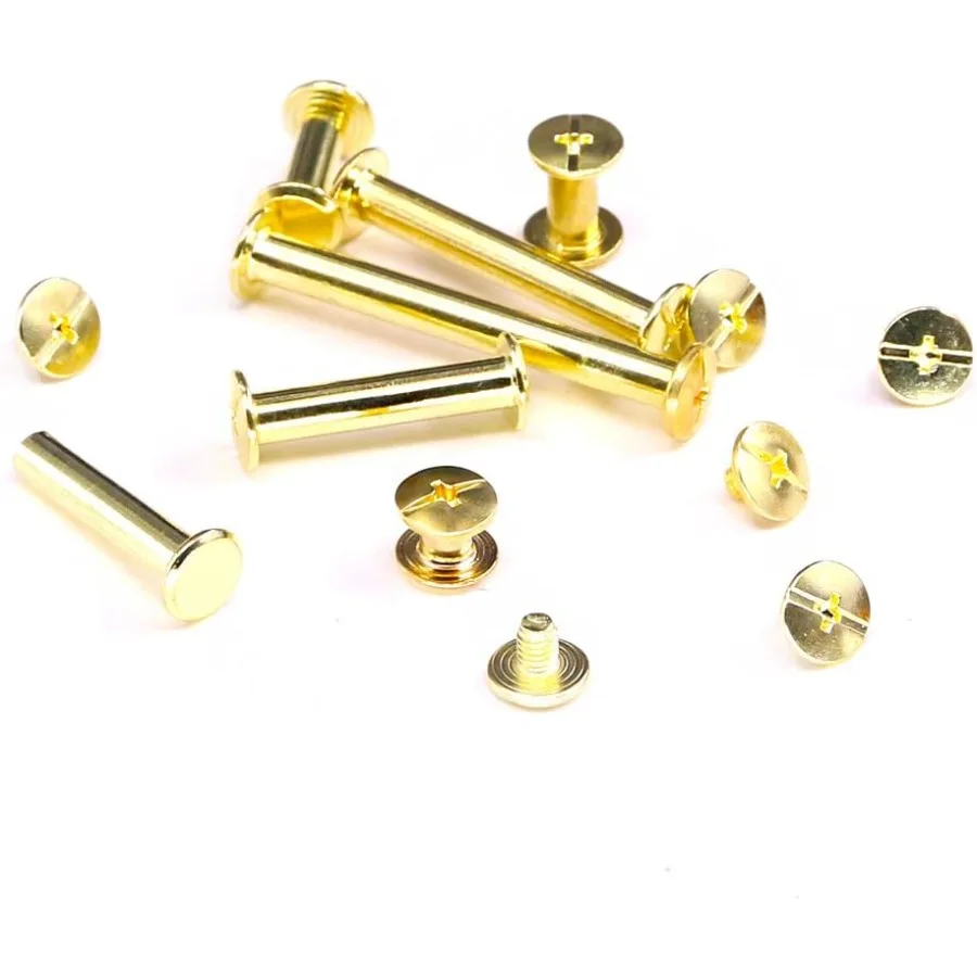 120 مجموعات M5 x 5 10 15 25 35 45 النحاس مطلي فيليبس شيكاغو المسمار المشاركات ملزمة مسامير مجموعة متنوعة لألبوم صور القصاصات