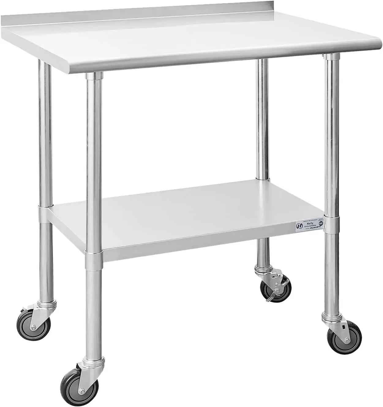 Stainless Steel Table for Prep & Work 24 x 36 Inches with Caster Wheels, NSF Commercial Heavy Duty Table with Undershelf a