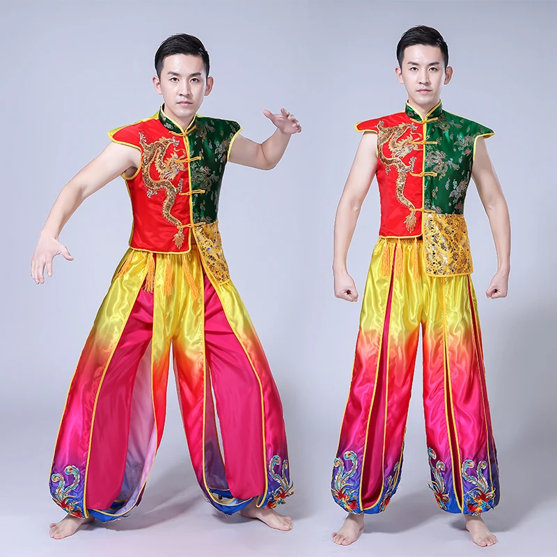 

Men's drum costume performance costume female ethnic Yangko costume embroidery Chinese style classical dance