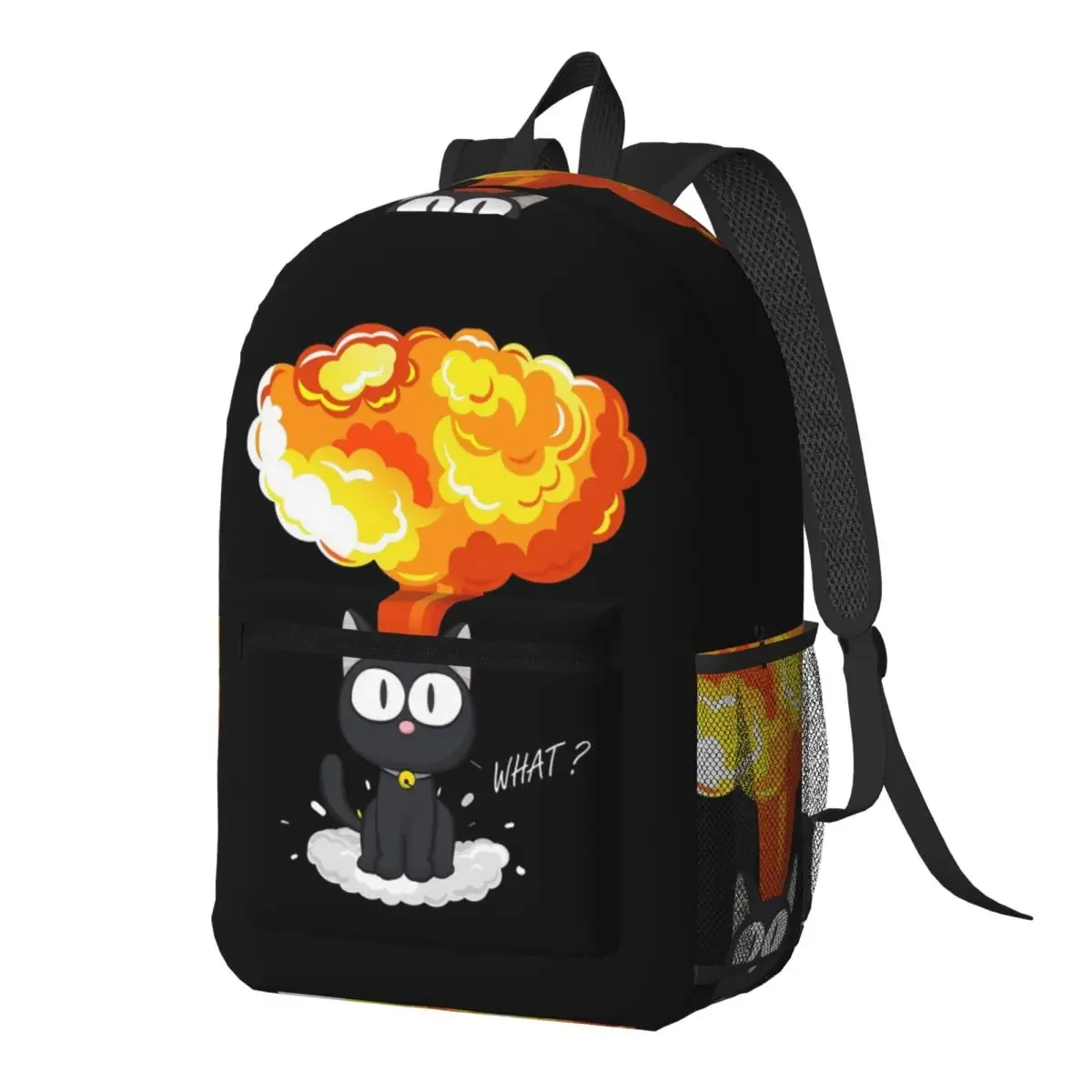 Nuclear Explosion Cat Meme Print Backpack Daypack Large Capacity Children BookBag School Bag Shoulder Bags for Men Women