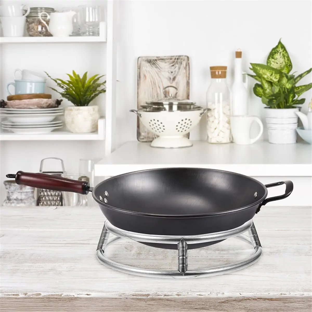 Stainless Steel Pot Rack Heat-Proof Stove Stand Double-Ring Wok Holder Heavy-Duty Load Support