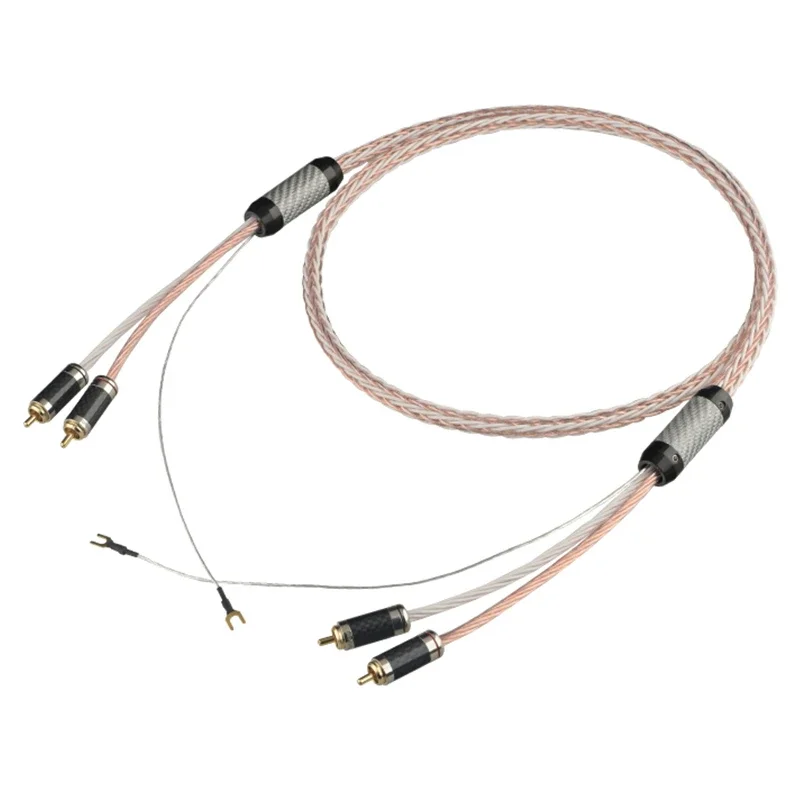 

8TC HiFi Audio RCA Cable with Ground Wire for LP Vinyl Record Tonearm Turntable Phonograph Line