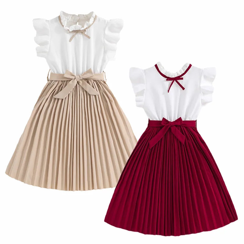 Fashion Girl Dress Elegant Formal Outfit Teenager Girl Clothes Plus Size Party Wedding Dresses Pleated Kid Clothing Children