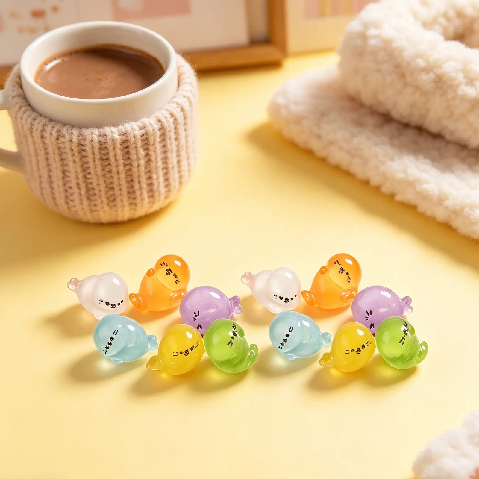 18Pcs Mini Seal Resin Ocean Animals Glow in Dark Micro Landscape Garden Decor Home Craft Small Resin Animal Ornaments