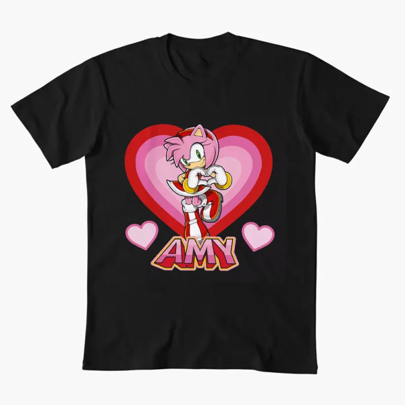 

Amy Heart Sonic Shadow The Hedgehog Character Anmie Graphic T-Shirt Y2K clothes Cute Cartoon print Short Sleeve All size tops