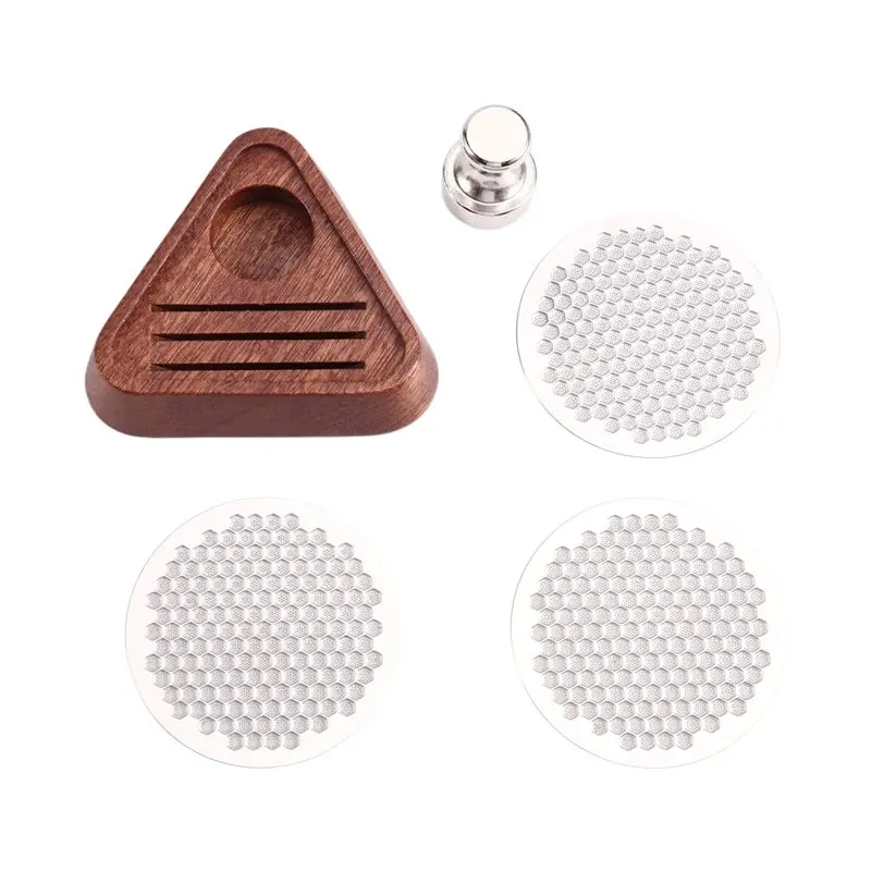 A74E-Reusable Filter 3Pcs 53.5Mm Espresso Puck Screen, Magnetic Storage Base For Water Splitter