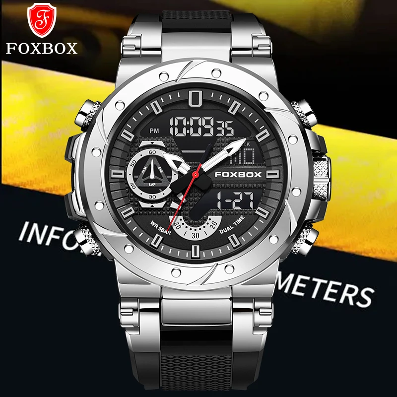 LIGE Brand Fashion Electronic Man Watch Military Silicone Casual Sport Waterproof Watches for Men Dual Digital Display Clock+Box