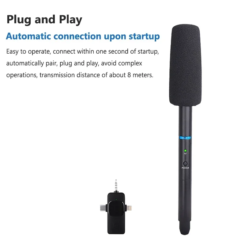 3 in 1 Wireless Interview Microphone Condenser Microphones Handheld Mic Outdoor Noise Cancelling for IPhone Android SLR Camera