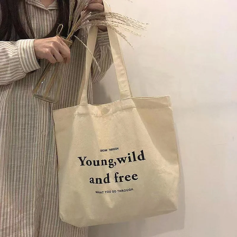 

Custom One-Shoulder Canvas Bag Female Students Class Artistic Korean Style Retro English Fashion Shopping Wholesale Cloth Bag Z