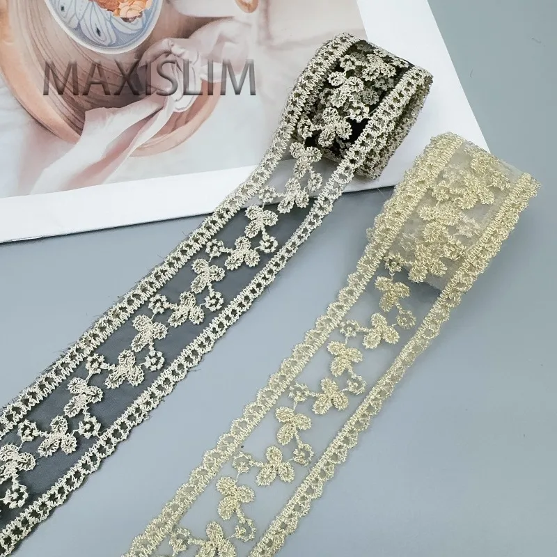 Ready-made 4cm Gold and Silver Wedding Dress Lace Tulle Edging DIY Headband Hairband Bow Accessories Supplementary Materials