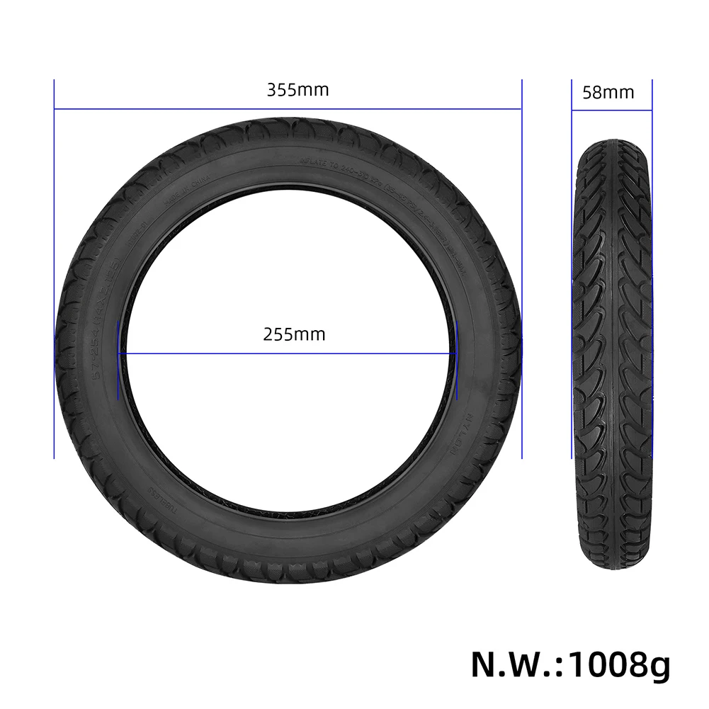 14 Inch Electric Bicycle Tyre 14x2.125(57-254) Tubeless Tire For Electric Bike Cycling Road Bike Accessory And Tube