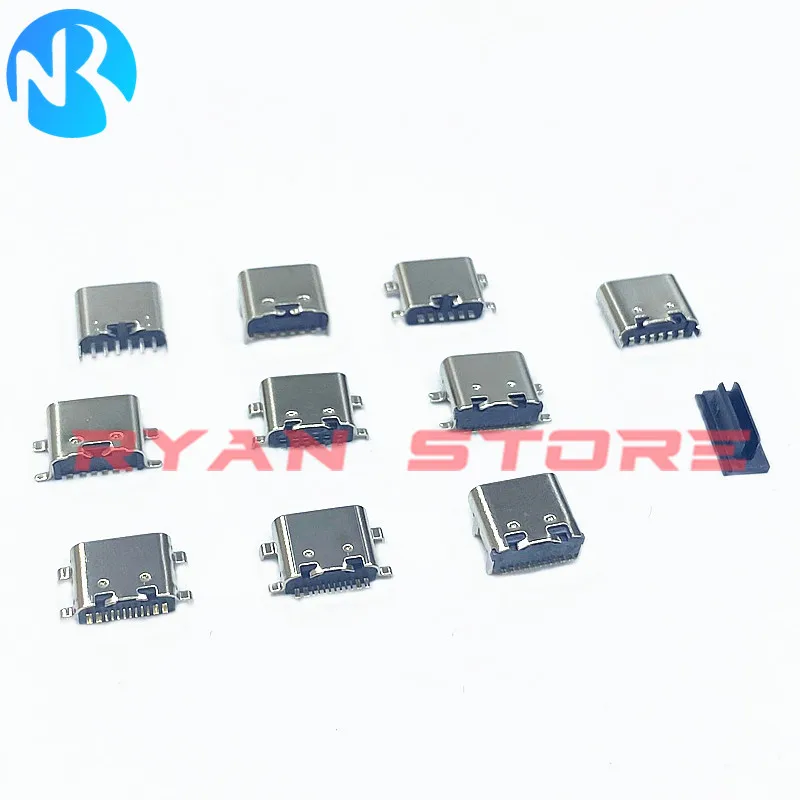 100Pcs 10Models C-Type USB Charging Dock Connectors Mix 6Pin And 16Pin Use For Phone And Digital Product Repair Kit