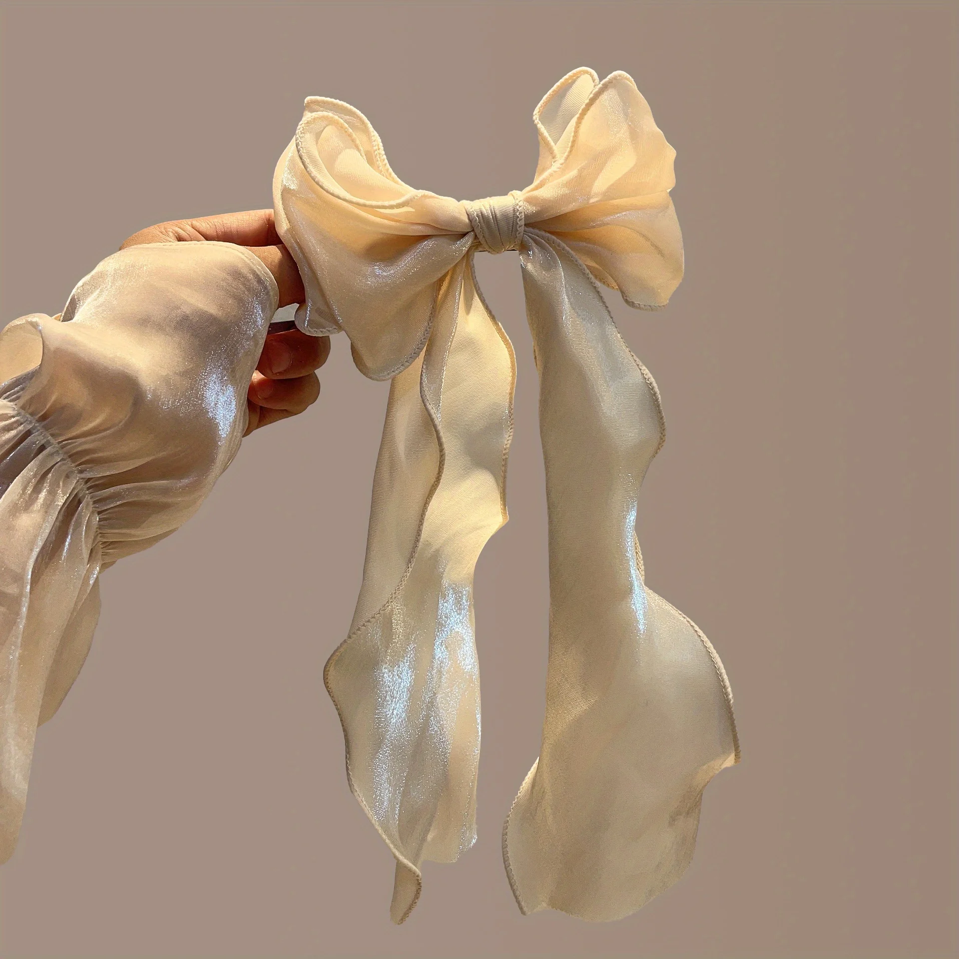 

Stylish Bow Ribbon Hair Clip with Long Silk Scarf Elegant Hairband for Women Girls Summer Chic Hair Accessories