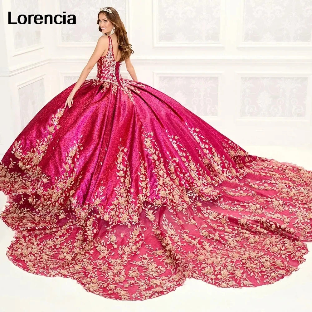 Lorencia Blush Quinceanera Satin Ball Gogethe、Cape付きレースアップリケビーズ、mexicoコルセット、甘い16、15年、yqd723