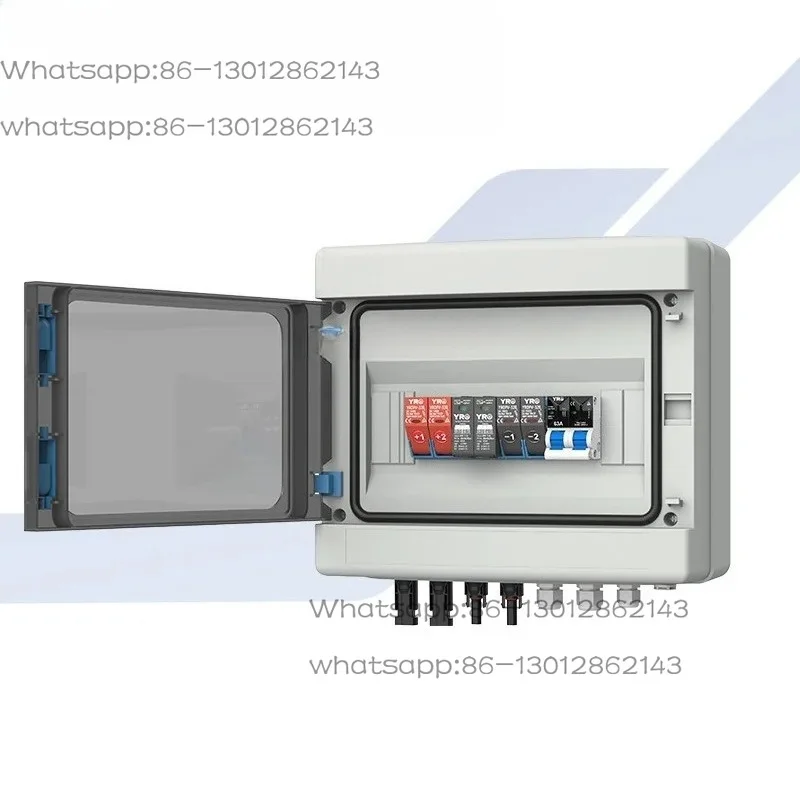 Solar PV Array Combiner Box for 2 String Solar Panel DC 500V 600V 2in 1out with DC Circuit Breaker