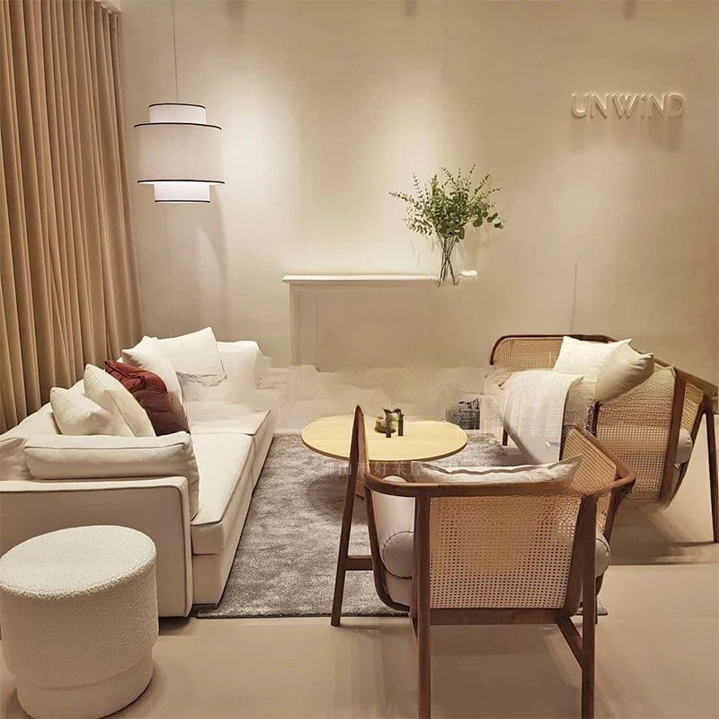 Log Einzelsofa Kombination Wohnzimmer kleine Wohnung Freizeit Massivholz Rattan Stuhl