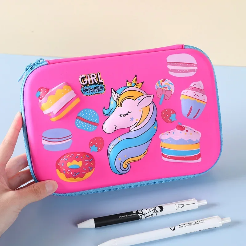 Bolsa de Eva 3D para lápices, estuche de gran capacidad con dibujos animados bonitos, EVA 3D Kawaii estuche rígido, caja de papelería para