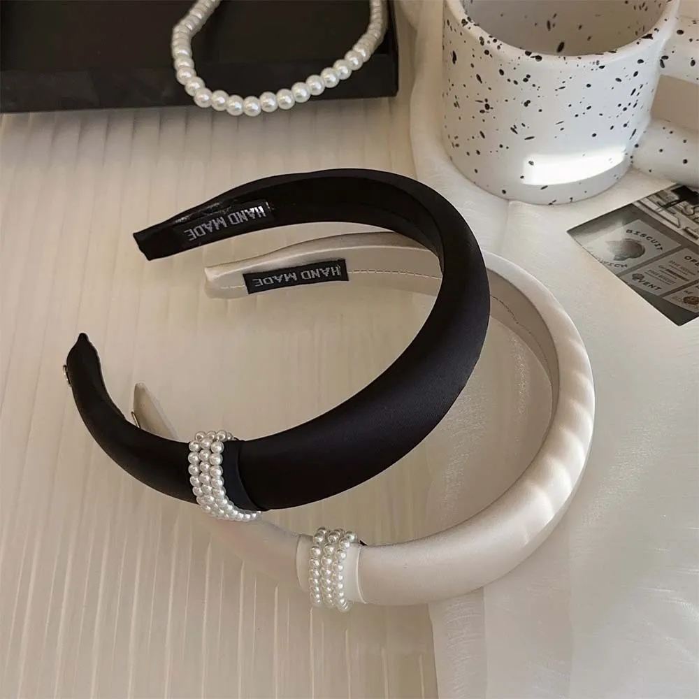 

Korean Style Pearl Headband for Women Luxury Black Hair Band High Crown Hair Accessories
