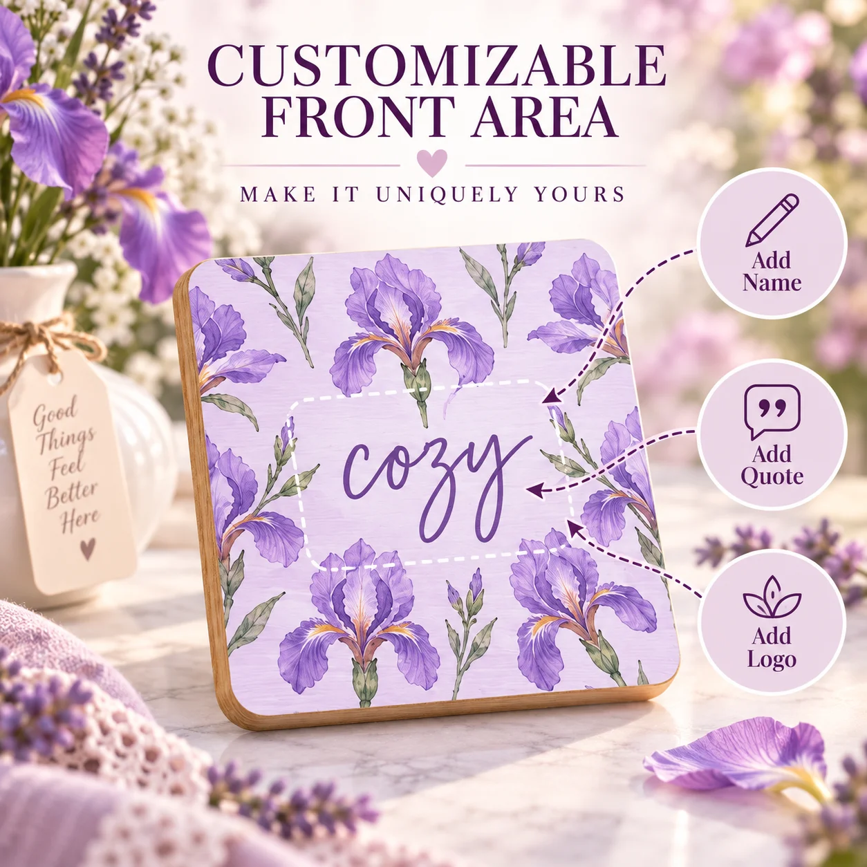 Custom Square Wooden Coaster Personalized Wooden Coaster for Coffee Tea Dining Table Wedding Party Home Kitchen Bar Gift Decor