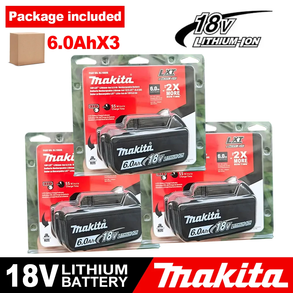 100% originele Makita 18V 6.0Ah batterij, voor Makita BL1830, BL1830B, BL1840, BL1840B, BL1850 BL1860B batterij voor elektrisch gereedschap