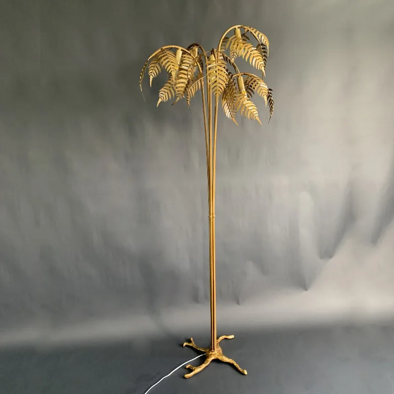 American vintage wrought iron plant leaf-standing soft furnishings hotel personalized ornaments