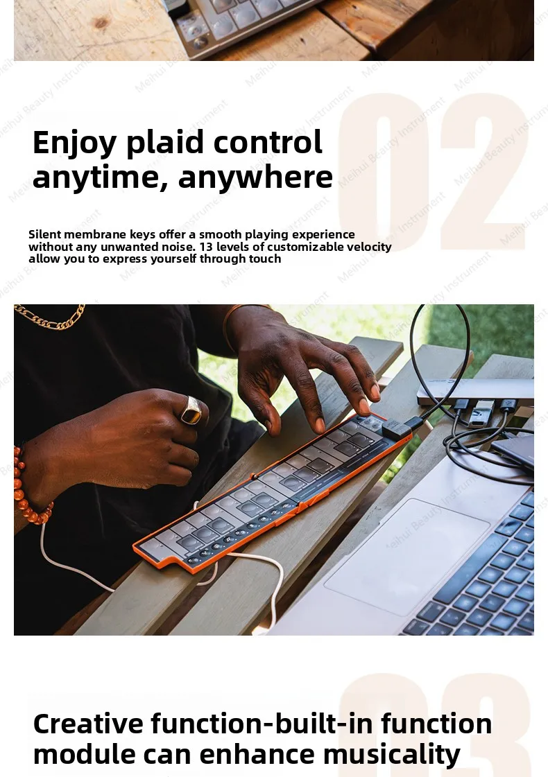 Teclado midi dobrável KEY2 Percussion Pad Controlador PAD2