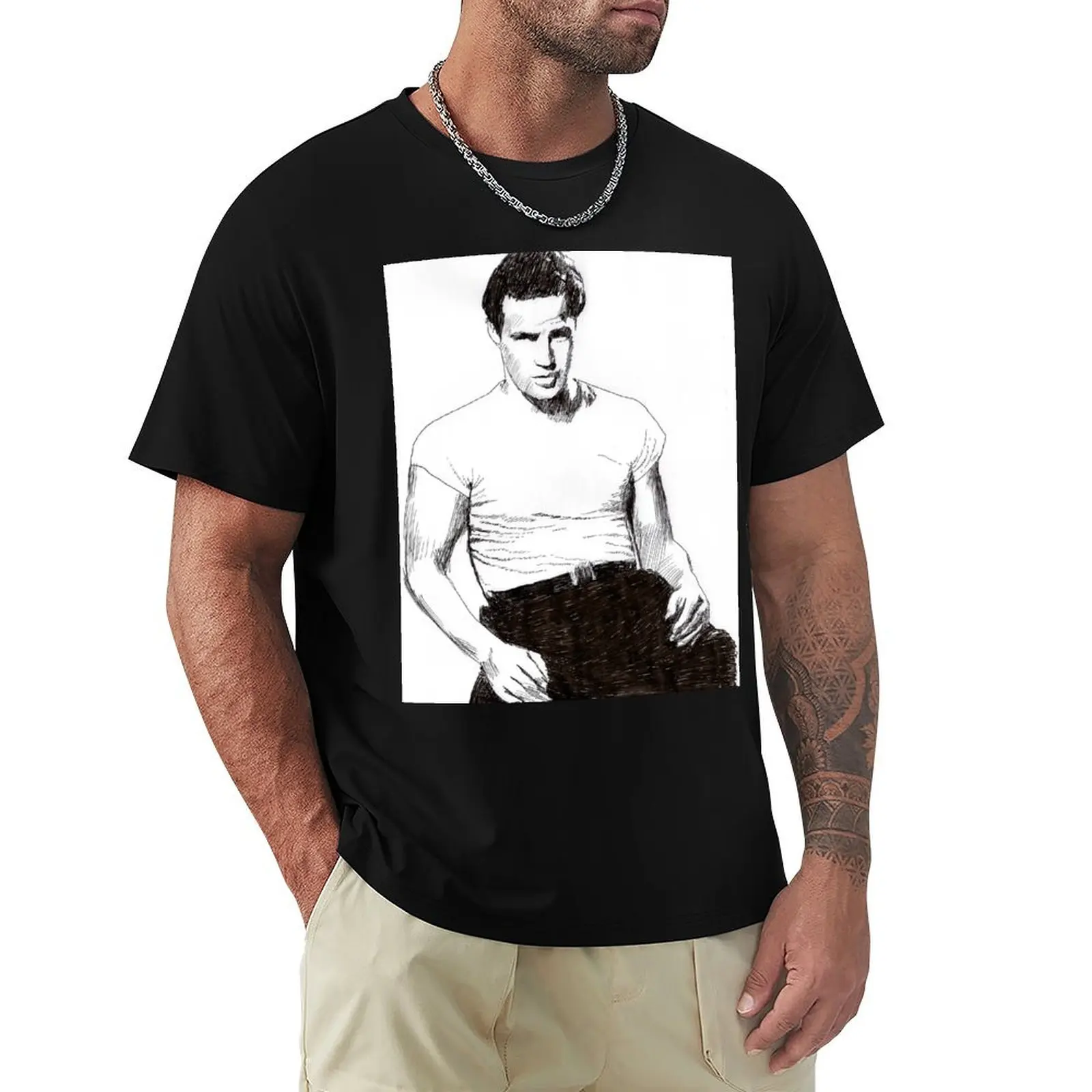 

marlon brando portrait T-Shirt blue archive animal prinfor boys summer top heavy weight t shirts for men