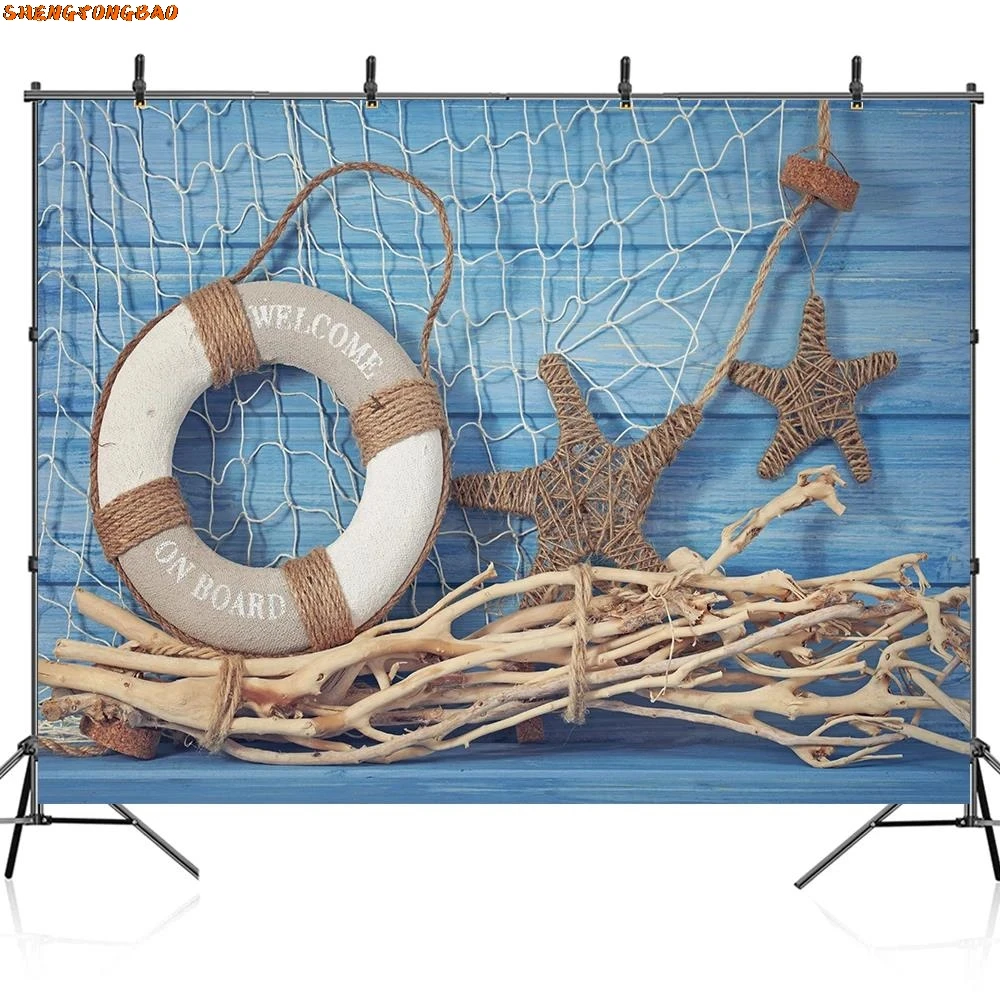 Nautical Rudder Starfish Sea Theme Photography Backdrop Newborn Baby Birthday Portrait Photocall Shoot Background Photo Studio
