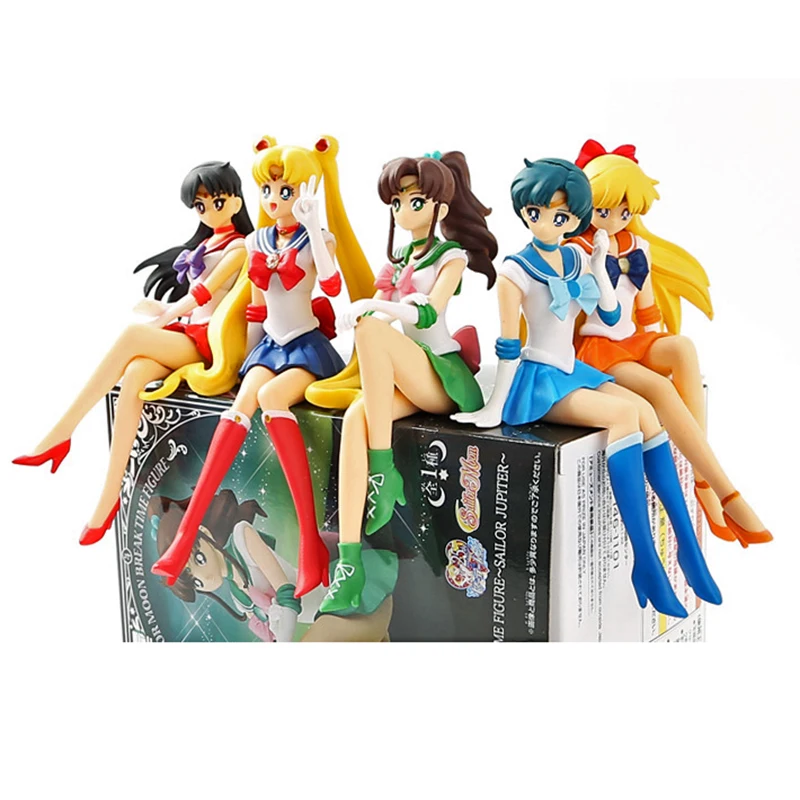 

13.5cm Anime Sailor Moon Model Hino Rei Car Accessories Collection PVC Doll Sailor Mars Jupiter Mercury Venus Figures Toys Gifts