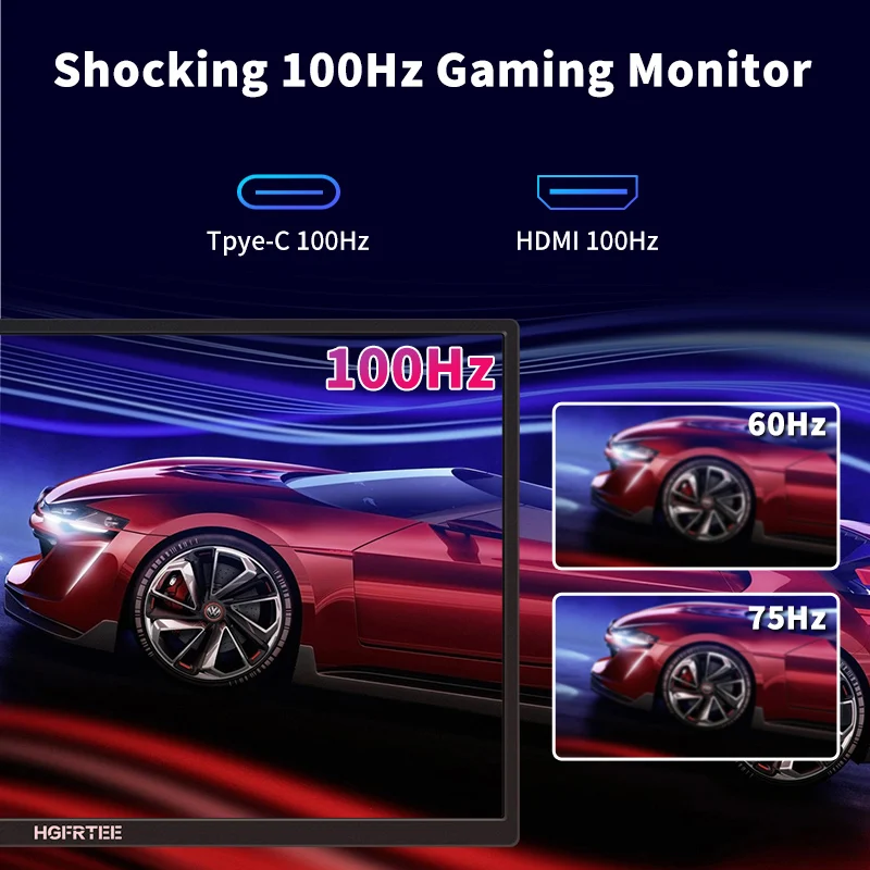 HGFRTEE 18.5inch Portable Monitor 100Hz RGB100% With VESA Hole & Back bracket Laptop Extended Display ADS-IPS HDR Screen