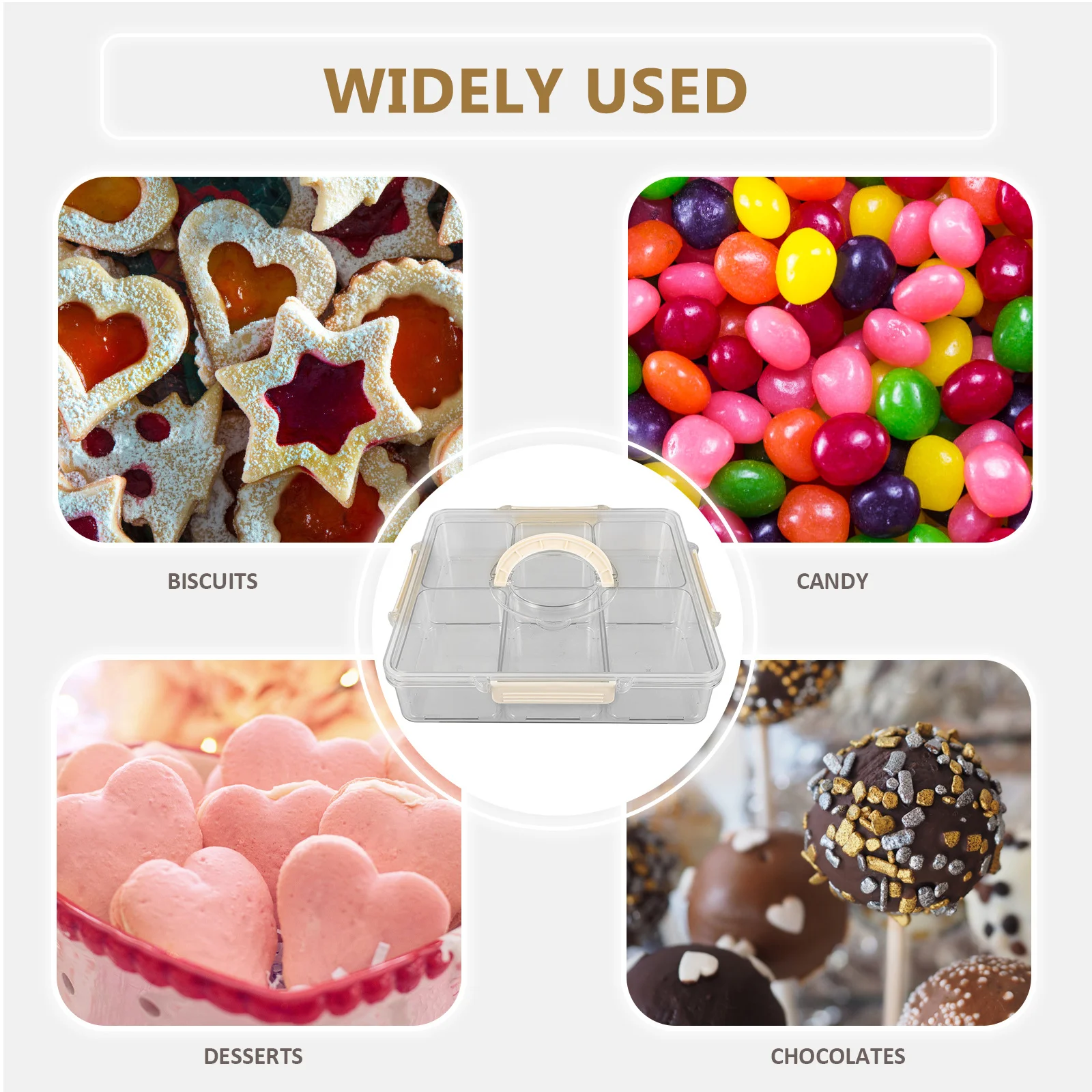 

6 Compartments Portable Divided Fruit Reusable Serving Platter Reusable Food Tray Candy Compartment Tray Storage Bowls