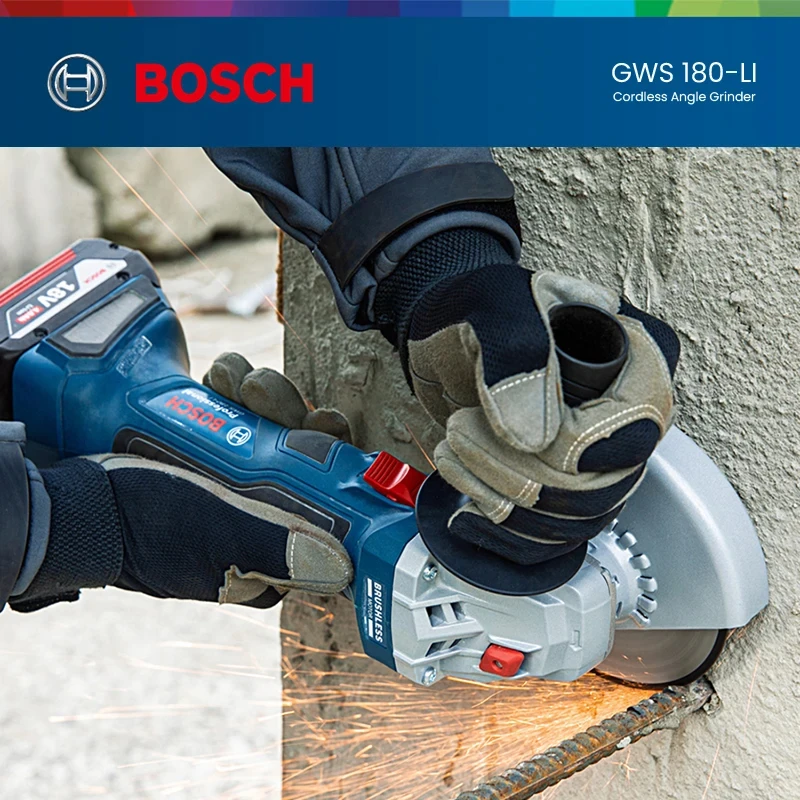 BOSCH 18V Brushless Angle Grinder 100mm M10 Wireless Grinder Polishing Cutting Machine 11000RPM Rechargeable Grinder GWS180-LI P